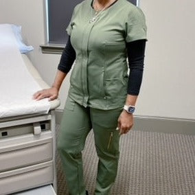 Med Attires Hidden Zipper Short Sleeve Jogger Sets