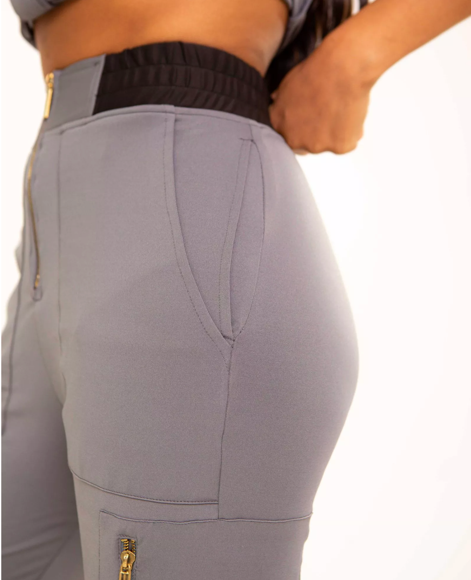 Med Attires Hidden Zipper Short Sleeve Jogger Sets